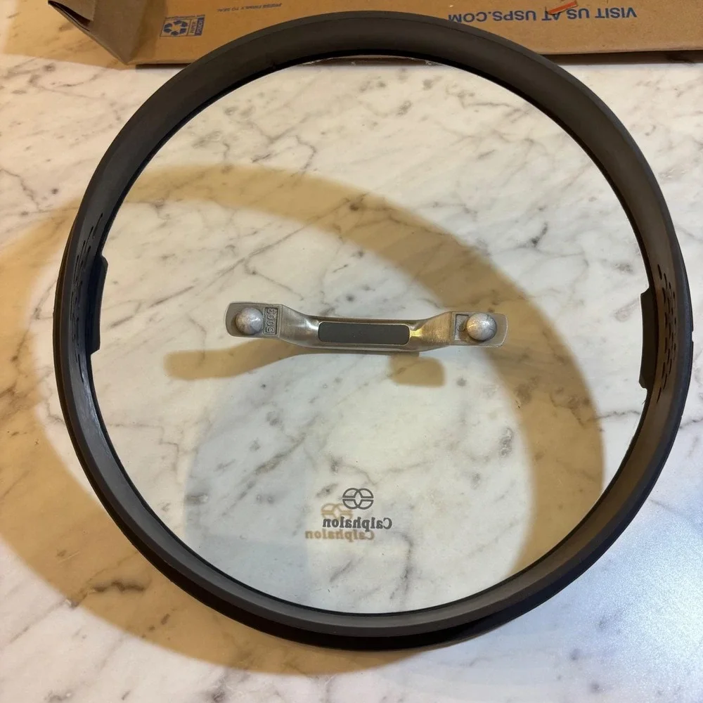 Calphalon Glass Straining Lid with Silicone Rim and Stay-Cool Handle 10 Inch
